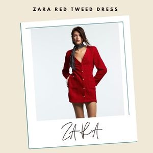 Zara Red Tweed Dress in M